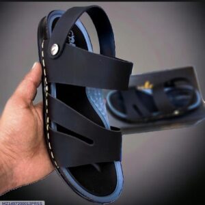 Men's Black Synthetic Leather Sandals Size 6-11