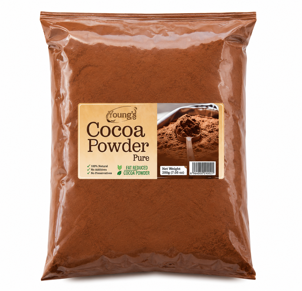 Young's Pure Cocoa Powder – Rich Flavor for Every Recipe Bring rich chocolate flavor to your favorite recipes with Young's Pure Cocoa Powder. Made from carefully selected cocoa beans, this premium-quality cocoa powder delivers a deep chocolate taste and smooth texture, making it an excellent choice for home bakers, dessert lovers, and professional kitchens. Whether you're baking cakes, brownies, cookies, or preparing hot chocolate, chocolate milk, smoothies, or homemade desserts, Young's Pure Cocoa Powder provides consistent quality and delicious results every time. Why You'll Love It ✔ 100% Natural Cocoa Powder ✔ Fat Reduced for a Smooth Texture ✔ No Artificial Additives ✔ No Preservatives ✔ Rich Chocolate Flavor & Aroma ✔ Perfect for Baking, Beverages & Desserts ✔ Premium Quality Ingredients Perfect For Cakes & Brownies Cookies & Muffins Hot Chocolate Chocolate Milk Smoothies & Milkshakes Ice Cream & Desserts Frosting & Chocolate Sauces Homemade Chocolates Product Features Brand: Young's Product: Pure Cocoa Powder Net Weight: 200g Type: Fat Reduced Cocoa Powder Flavor: Rich Natural Chocolate Storage: Store in a cool, dry place. Reseal after opening to maintain freshness. Cocoa powder